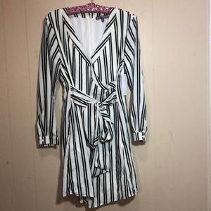 Black and White Striped Dress with Zipper